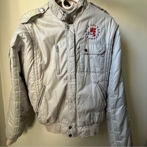 Upstream Racing Division Light Grey Vintage Bomber Jacket